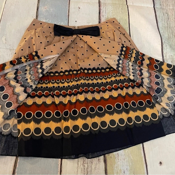 Anna Sui x Anthropologie Dots After Six Skirt, Tan/Black, Size 2, NWT - Picture 7 of 10